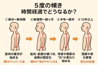 体の歪みの時間経過による変化の図
